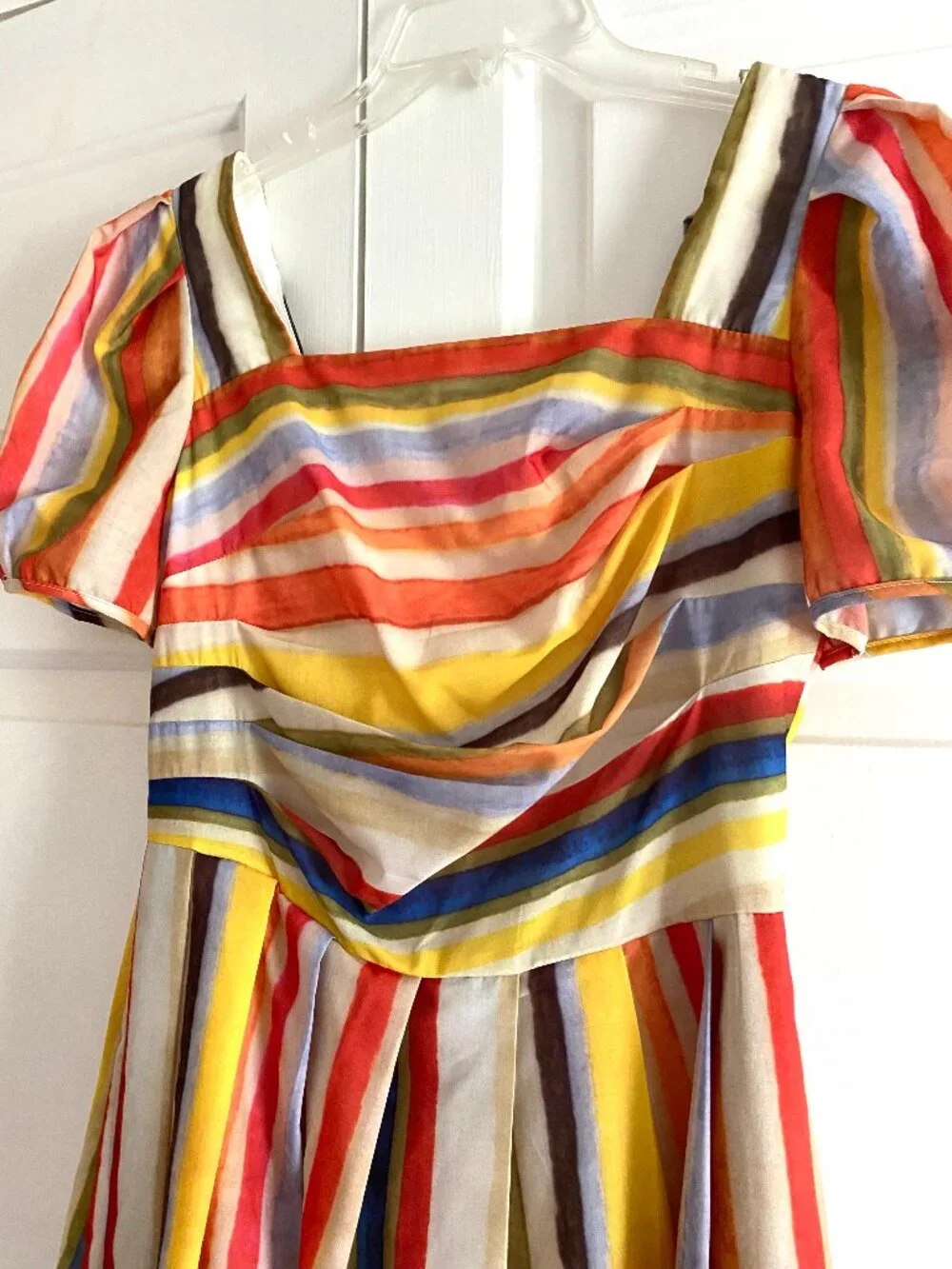 Rainbow Striped Cotton Midi Dress S